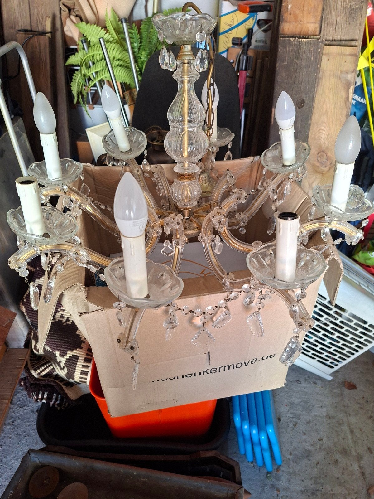 luster met 2 passende muurverlichting, Antiek en Kunst, Ophalen