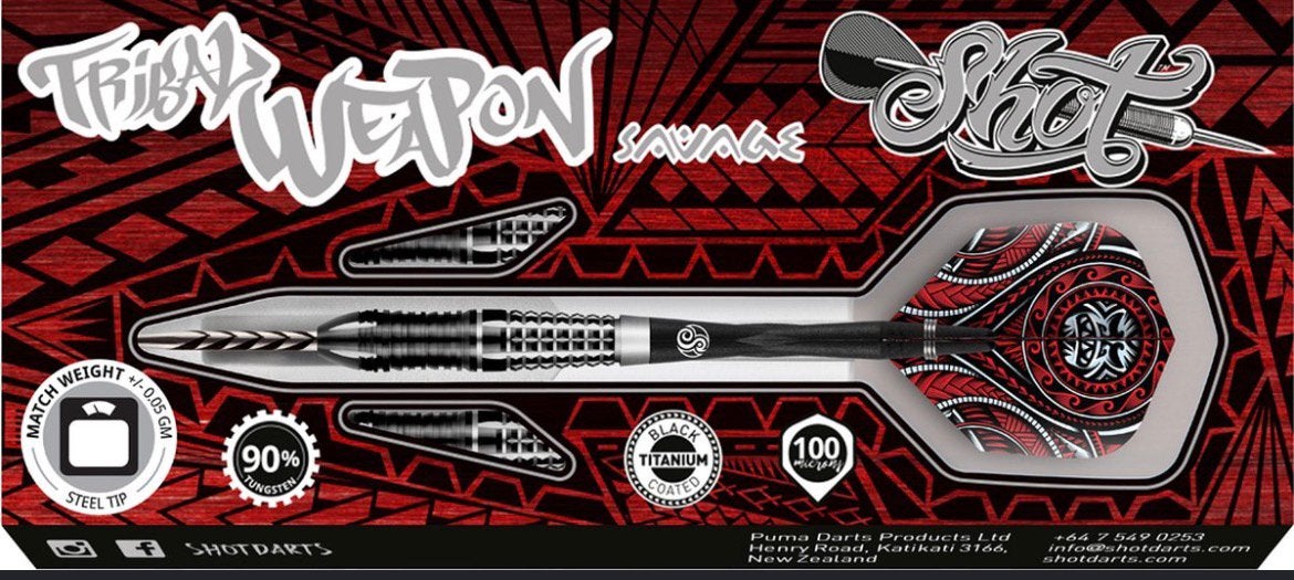 Shot Tribal Weapon Savage 90% Steeltip Darts 22 gr (NIEUW!), Sport en Fitness, Ophalen of Verzenden, Nieuw, Pijlen