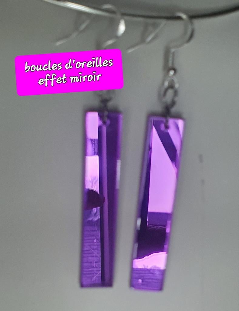 Boucles d'oreilles plexiglas effet miroir crochets hypoaller, Envoi