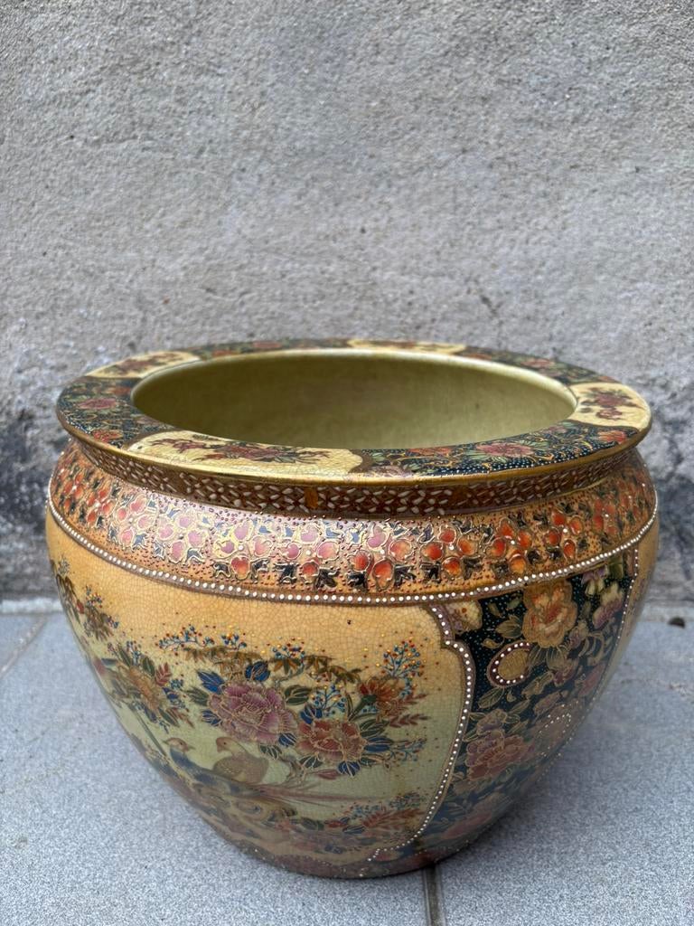 Antiek Japanse Satsuma fish bowl/jardiniere, Ophalen