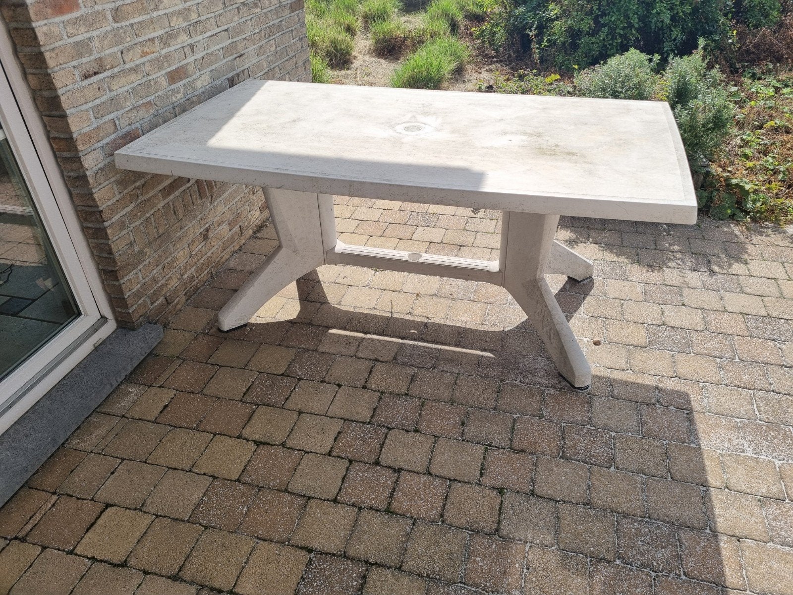 PVC Tuintafel, Tuin en Terras, Tuintafels, Ophalen, Gebruikt, Rechthoekig, Kunststof