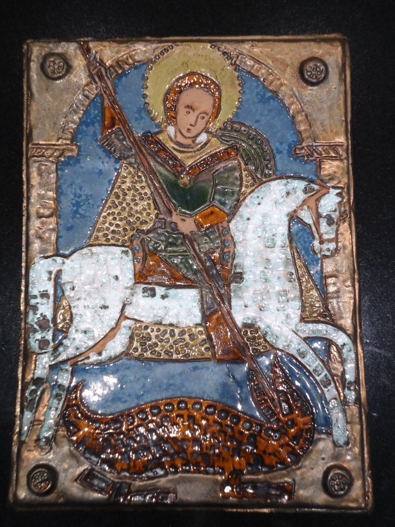 SINT-JORIS & draak geglazuurde terracotta, Byzantijnse stijl, Antiek en Kunst, Ophalen of Verzenden