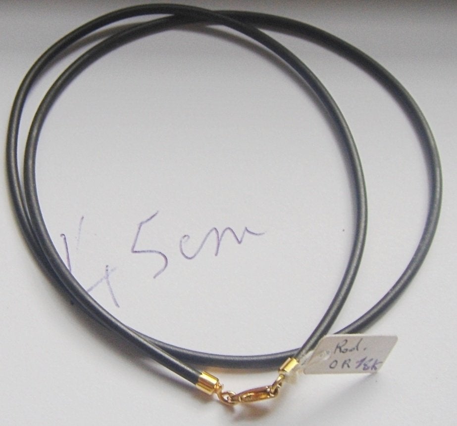 Collier cuir lisse ciré noir de 2 mm, 45 cm, fermoir or 18K, Enlèvement ou Envoi, Neuf, Noir, Or