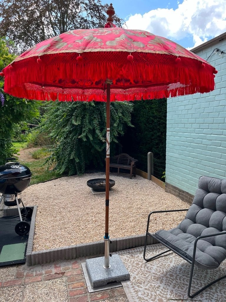 Indonesische Balinese parasol, Ophalen, Gebruikt, 1 tot 2 meter, Stokparasol