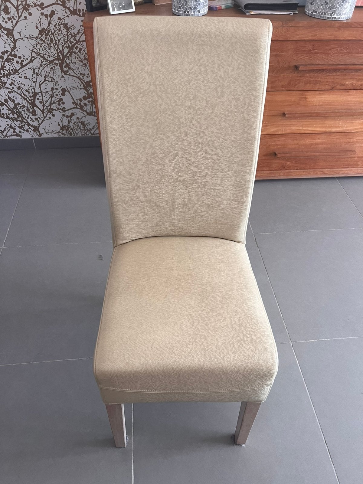 Lederen eetstoel, Huis en Inrichting, Stoelen, Ophalen, Gebruikt, Wit, Leer