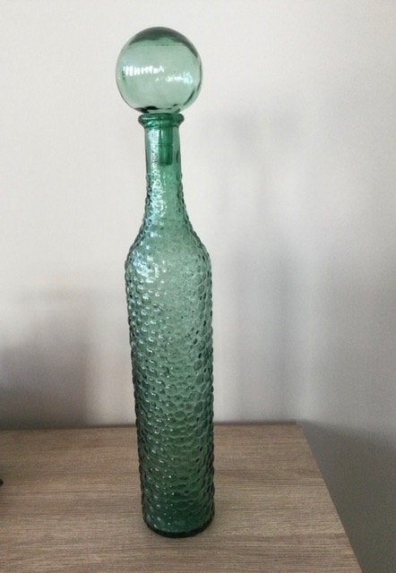 Vintage karaf. 1960. Empoli, Italië. In perfecte staat., Ophalen, Nieuw, Groen, Glas