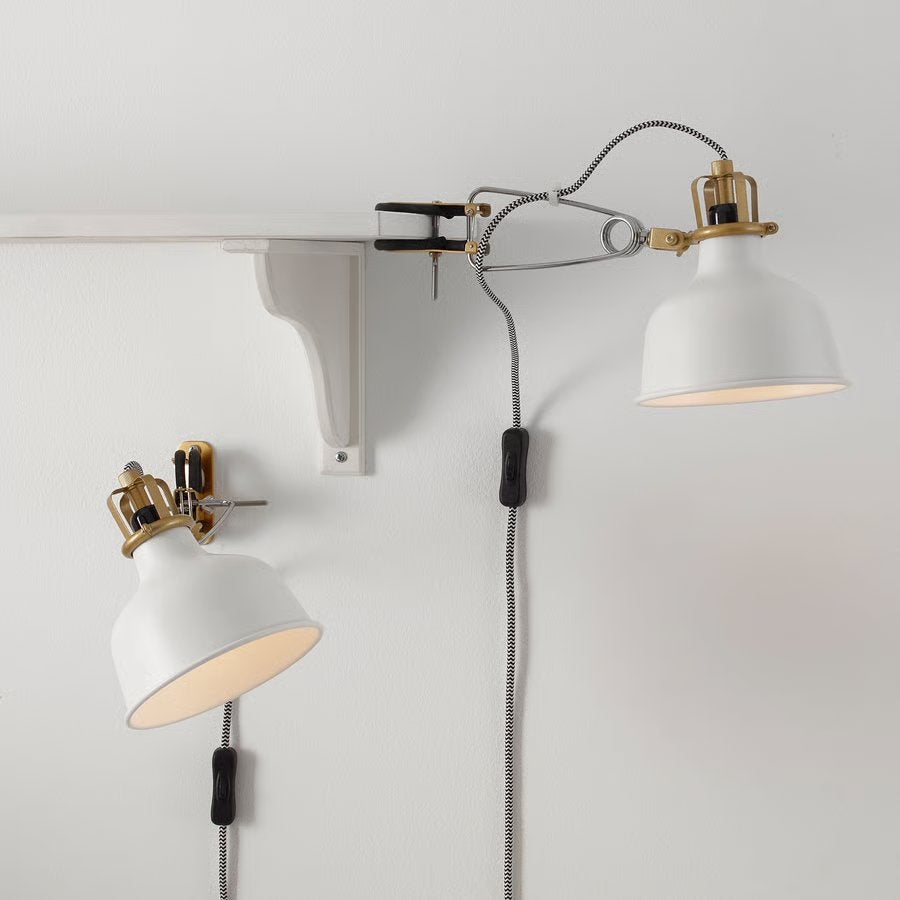 6 Ranarp ikea wand/klemspots. 1 wit/ecru en 5 zwart, Huis en Inrichting, Ophalen, Zo goed als nieuw, IKEA, Wit