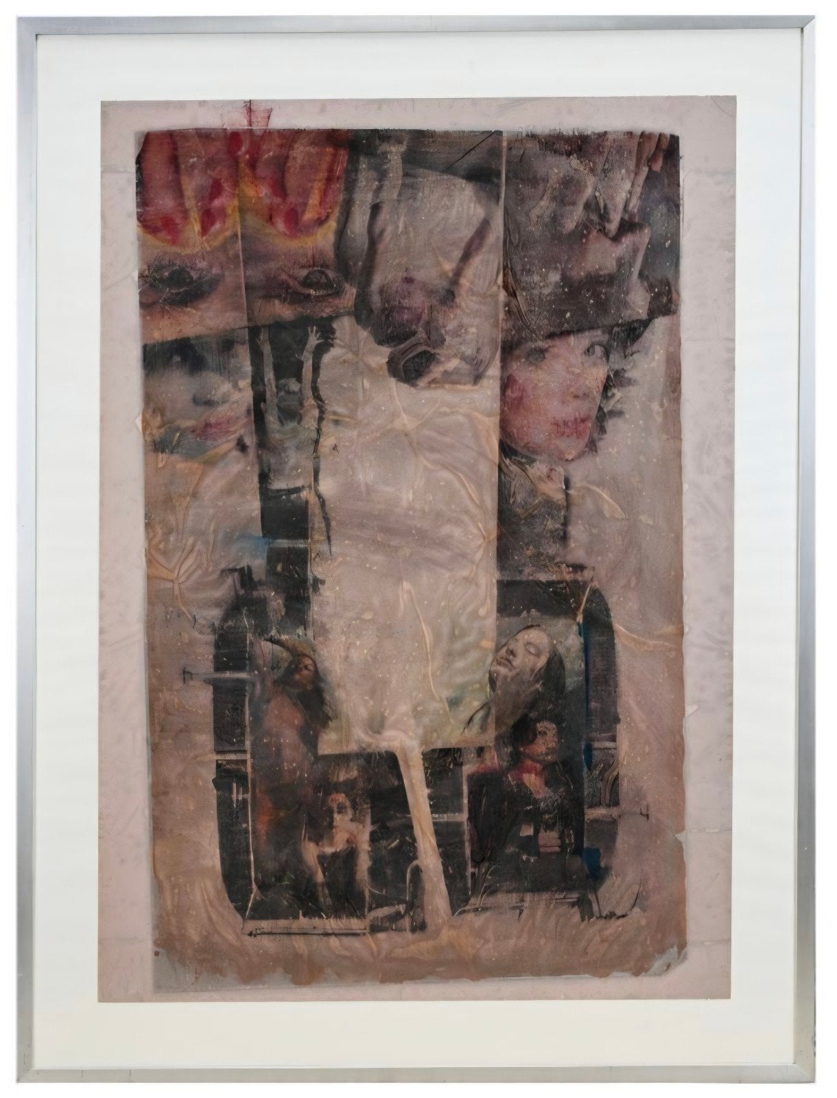 MARA Pol "Upside down" 1990 aqaurel op zijde en collage, Ophalen, Aquarel