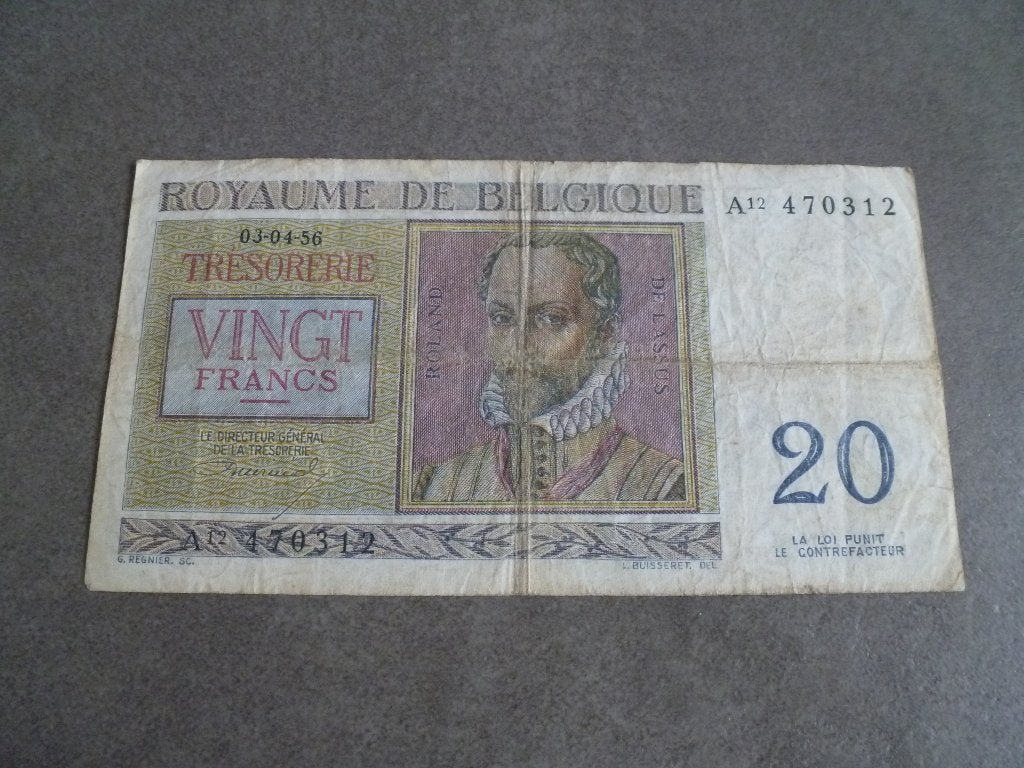 5 billets de banque belge des années 56-64 et 66, Enlèvement ou Envoi, Utilisé