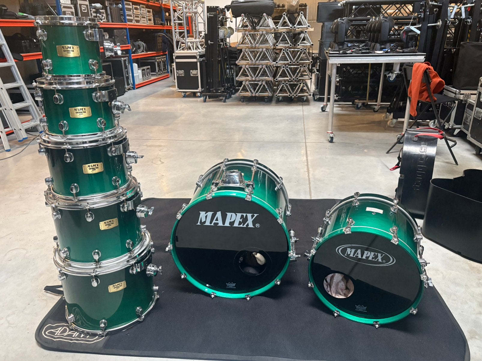 Mapex Saturn Pro 7-delige shellset – Emerald Green Stardust, Muziek en Instrumenten, Ophalen, Gebruikt, Overige merken