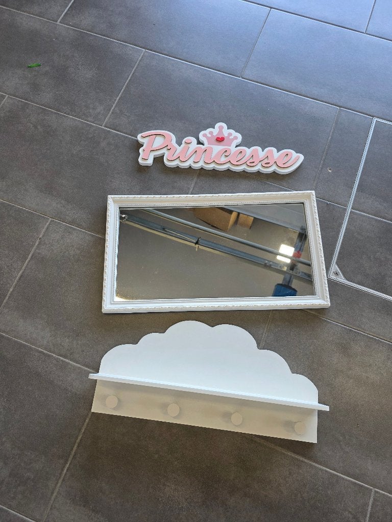 Décoration chambre fille / Princesse – Lot de 3 éléments, Rose, Enlèvement, Utilisé, Miroir