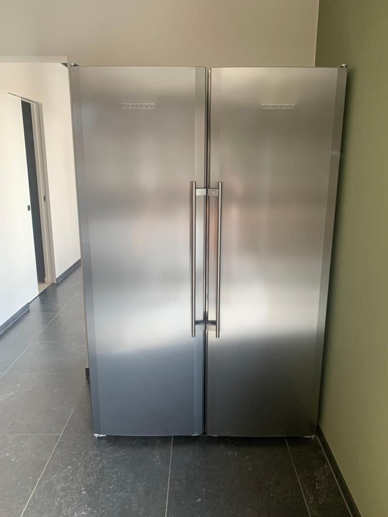 RVS Liebherr combi frigo-diepvries, Elektronische apparatuur, Ophalen, Zo goed als nieuw, 60 cm of meer, 160 cm of meer