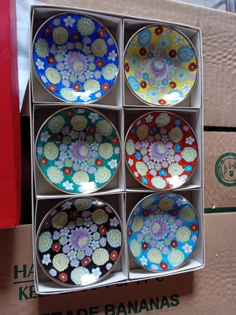 Set de 6 coupelles anciennes en émail cloisonné, Antiek en Kunst, Ophalen of Verzenden