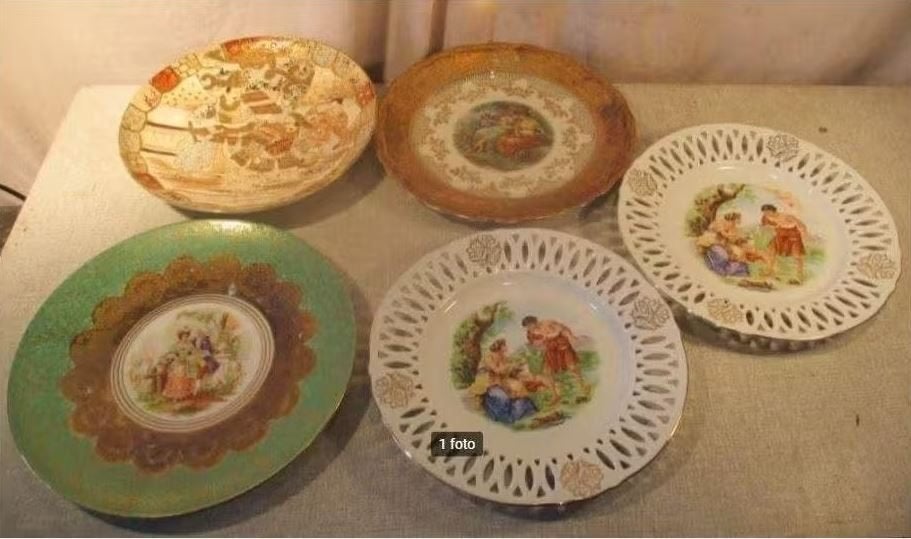 5 prachtige Porseleine Sierborden / Wandborden, Antiek en Kunst, Ophalen of Verzenden