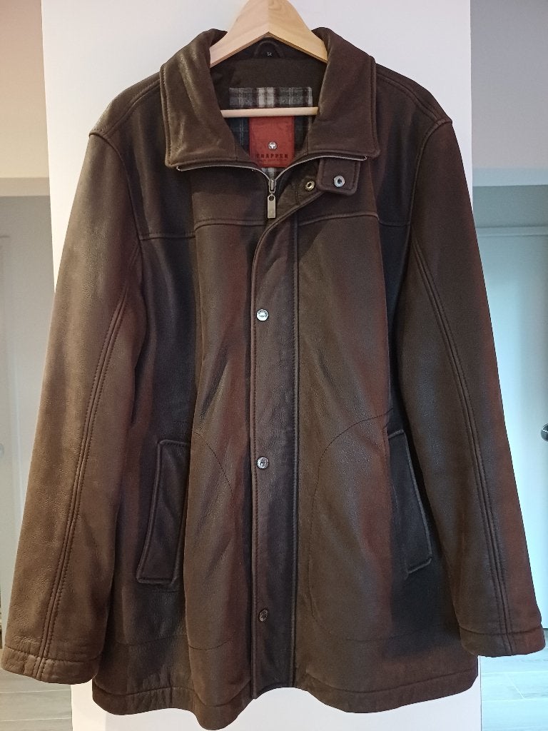 Veste en cuir modèle pour homme, Enlèvement ou Envoi, Brun, Trapper, Taille 52/54 (L)