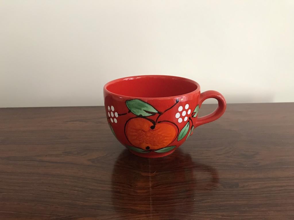 Waechtersbach grote bowl mok met oor decor appel, Ophalen of Verzenden