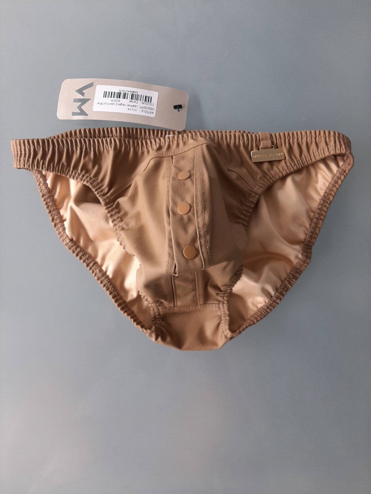 Sexy stoere imitatieleer slip met drukknopen nieuw, Kleding | Heren, Ophalen of Verzenden, Beige, Modus Vivendi, Slip