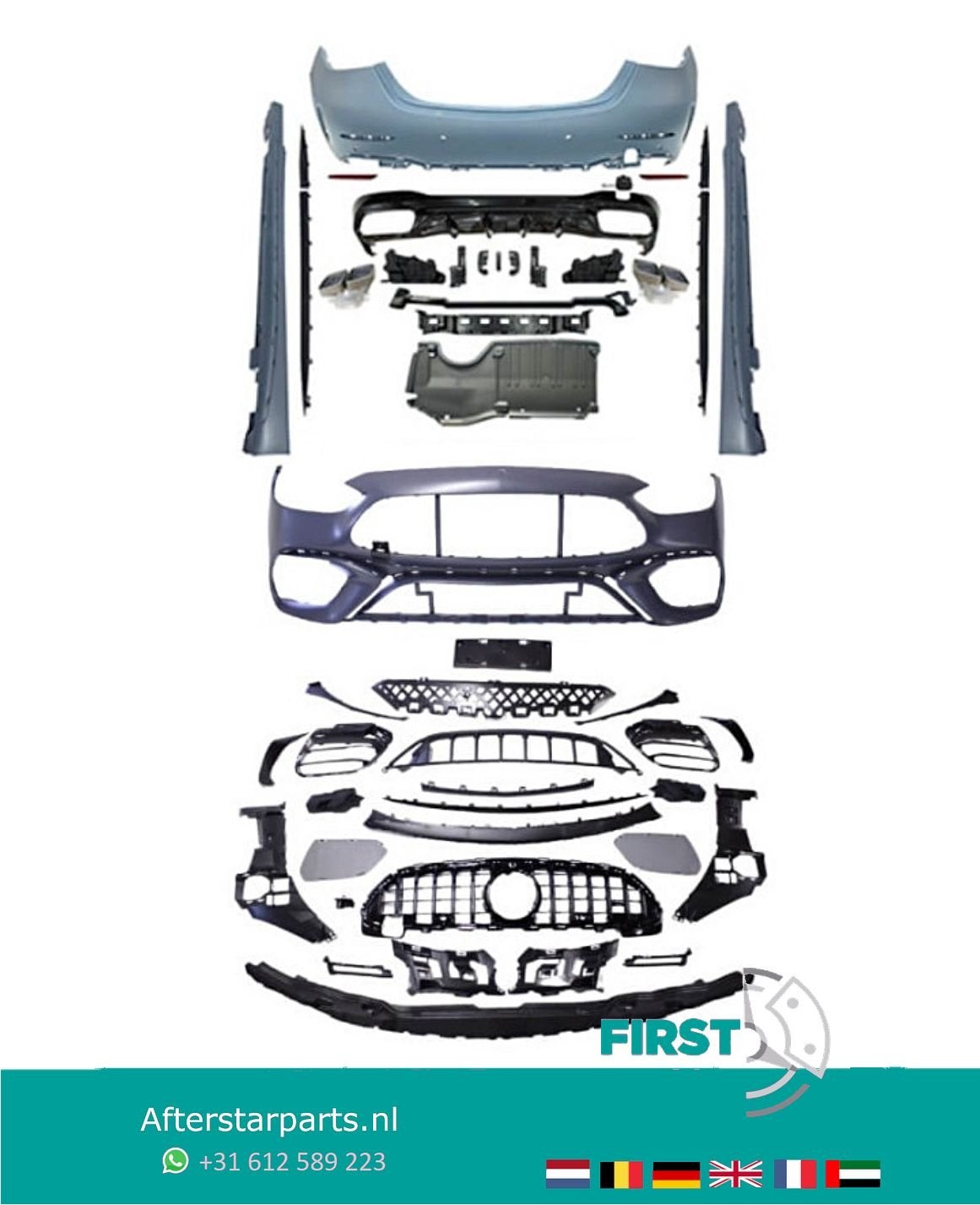 W206 C KLASSE AMG LOOK BODYKIT FACELIFT VOORBUMPER + ACHTERB, Gebruikt, -, Ophalen of Verzenden, Bumper