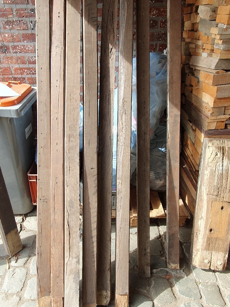 Oude eiken balken, Doe-het-zelf en Bouw, Hout en Planken, Ophalen, Gebruikt, Minder dan 25 mm, Eiken