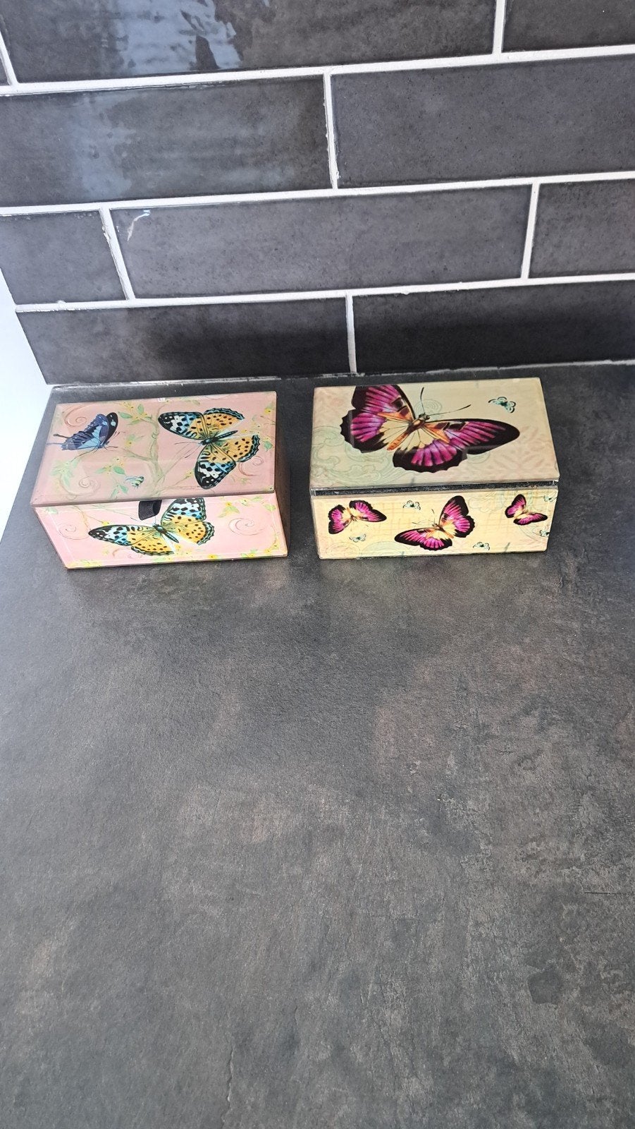 2 juwelen kistjes vlinders, Ophalen of Verzenden
