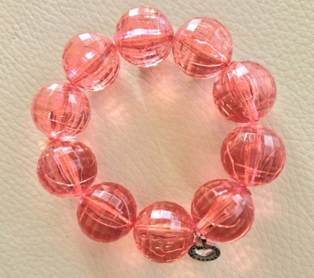 Armband met grote kralen, Bijoux, Sacs & Beauté, Enlèvement ou Envoi, Utilisé, Rose, Synthétique ou Plastique