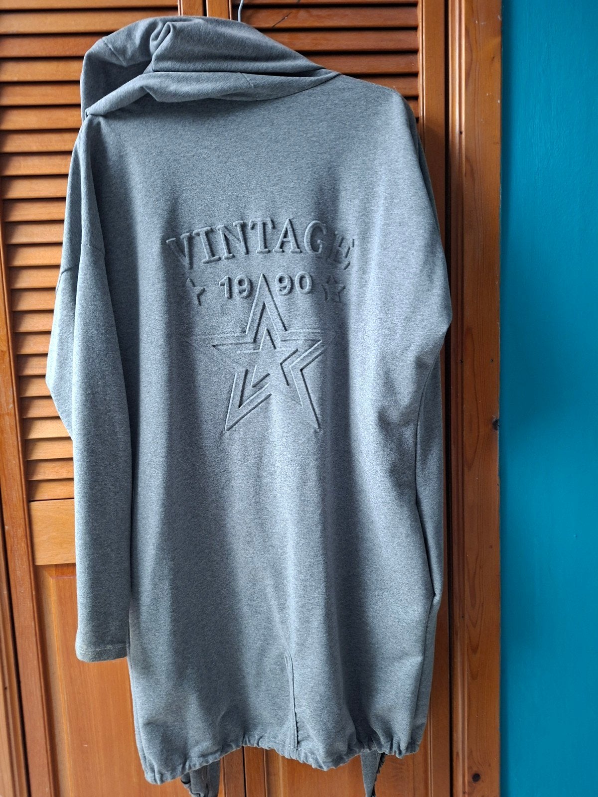 gilet gris long vintage  a capuche, Kleding | Dames, Grote Maten, Verzenden, Grijs