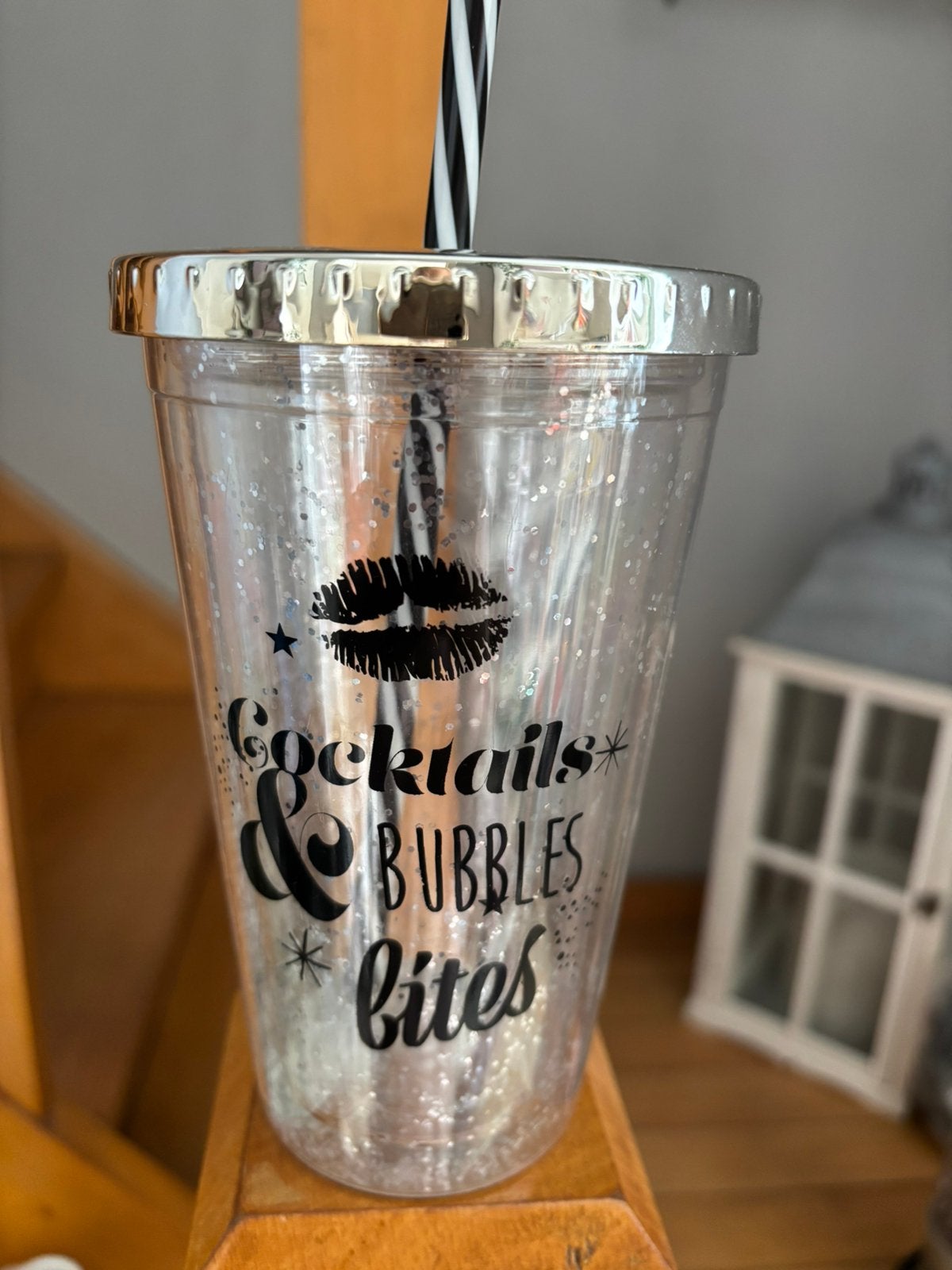 Gobelet paillettes avec paille neuf, Neuf, Verre ou Verres, Enlèvement ou Envoi, Plastique