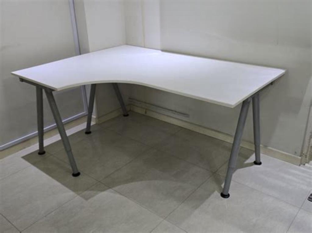 Bureau blanc en coin Galant IKEA, Maison & Meubles, Enlèvement, Réglable en hauteur, Comme neuf