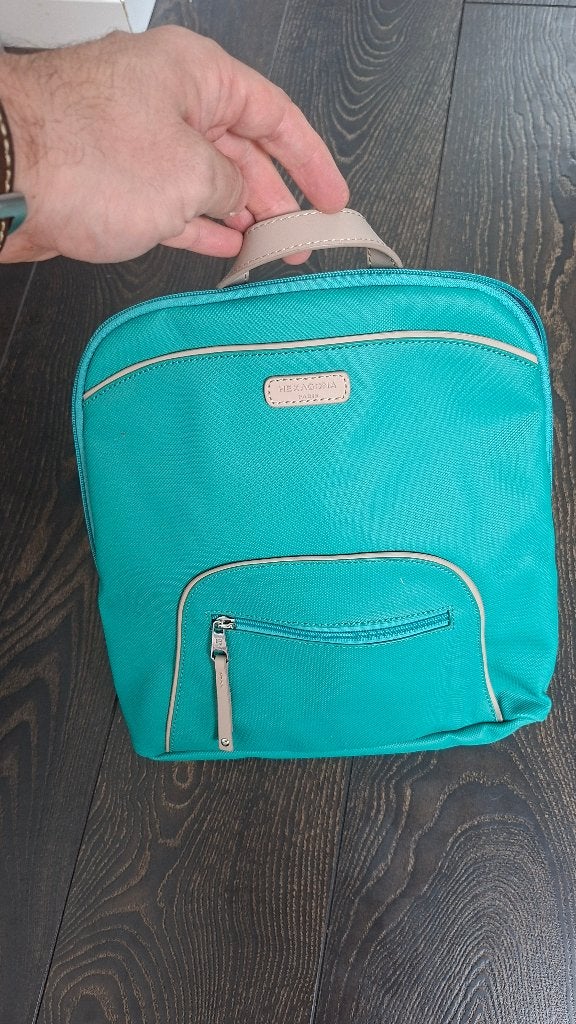 Hexagona Paris turquoise rugzak – dames stadsrugzak, 40 tot 60 cm, Beige, Nieuw, Minder dan 35 cm