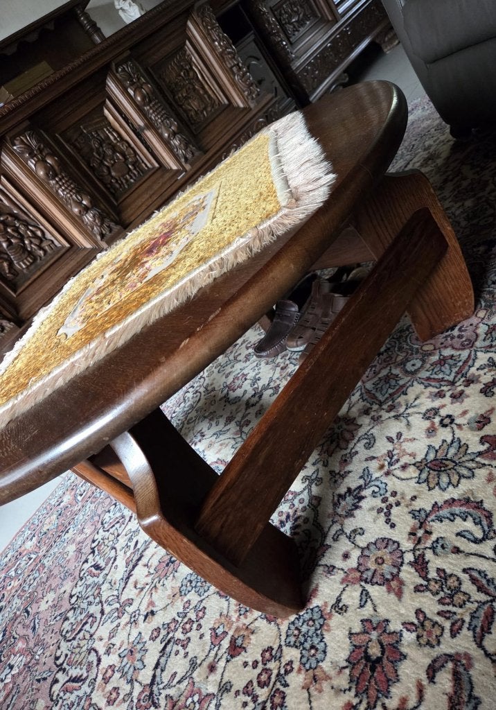 Mobilier : table basse ronde en chêne, Maison & Meubles, Rond, Enlèvement, Utilisé, 50 à 100 cm