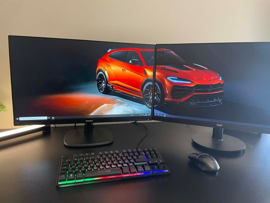 Gaming PC + 2 Monitoren | RX 580 8GB | 16GB RAM | i5 | SSD, Informatique & Logiciels, Enlèvement ou Envoi, Avec carte vidéo, Comme neuf