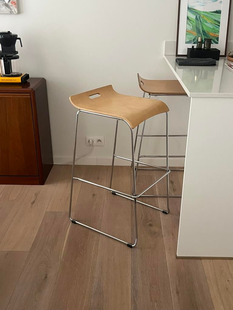2x Barkruk / barstools, Maison & Meubles, Tabourets de bar, Comme neuf, Enlèvement
