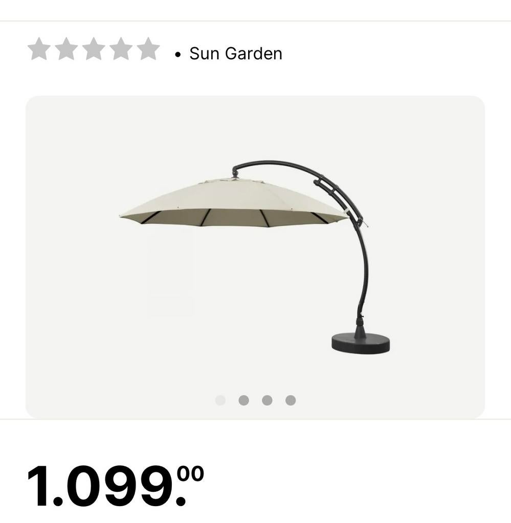Gratis SUNGARDEN  zweef parasol 2xzonder doek, Tuin en Terras, Ophalen, Verstelbaar, Gebruikt, Zweefparasol