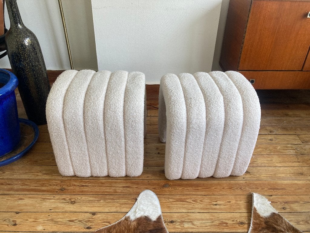 Set van 2 poefjes – Kwantum, Huis en Inrichting, Ophalen, Minder dan 50 cm, Gebruikt, Modern