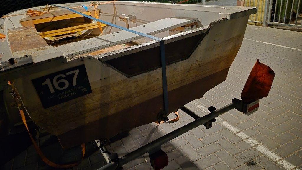 Roeiboot, Watersport en Boten, Ophalen, Gebruikt, 4 m, Geschikt voor motor