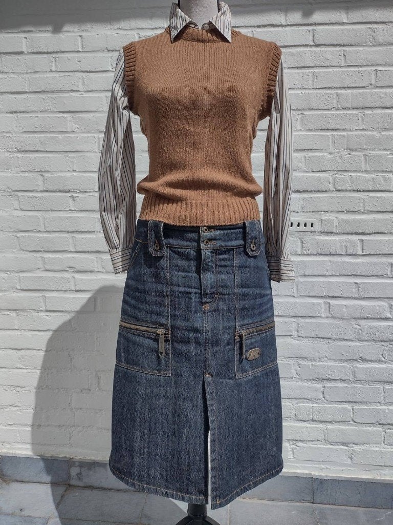 Dolce & Gabbana midi jeansrok - IT 44/ EU 38/40, Kleding | Dames, Rokken, Maat 38/40 (M), Dolce&Gabanna, Gedragen, Onder de knie