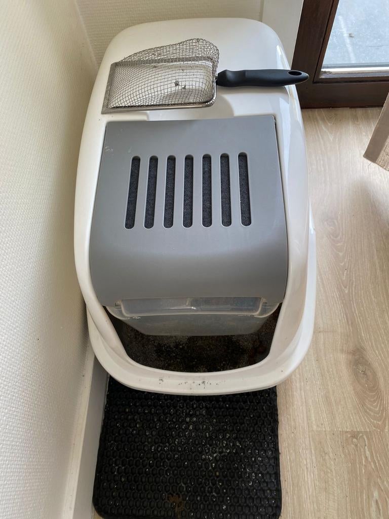 Kat en poes zandbak met filter en schep plus mat, Dieren en Toebehoren, Ophalen, Zo goed als nieuw