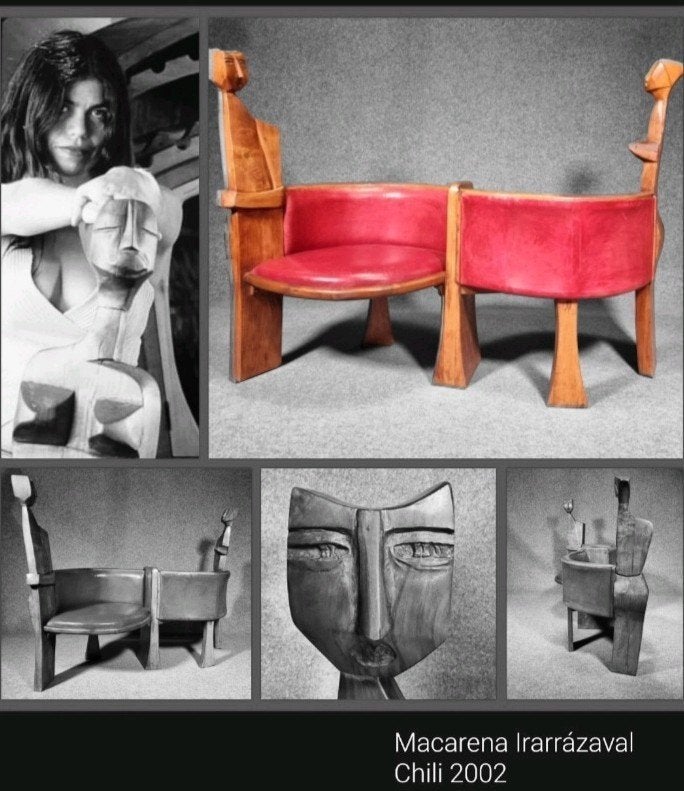 design de mobilier d'art d'Amérique du Sud Urbun, Enlèvement, Chaise, Rouge, Bois