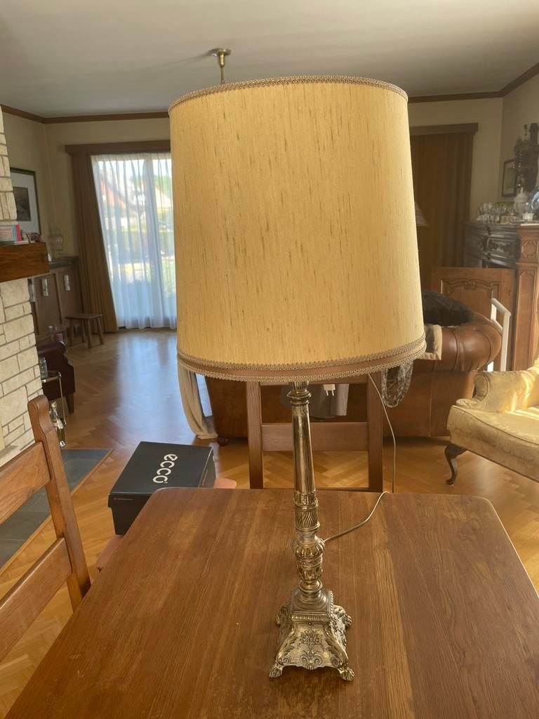 vintage tafellamp barok Louis XV stijl messing voet – 90 cm, Ophalen, Zo goed als nieuw