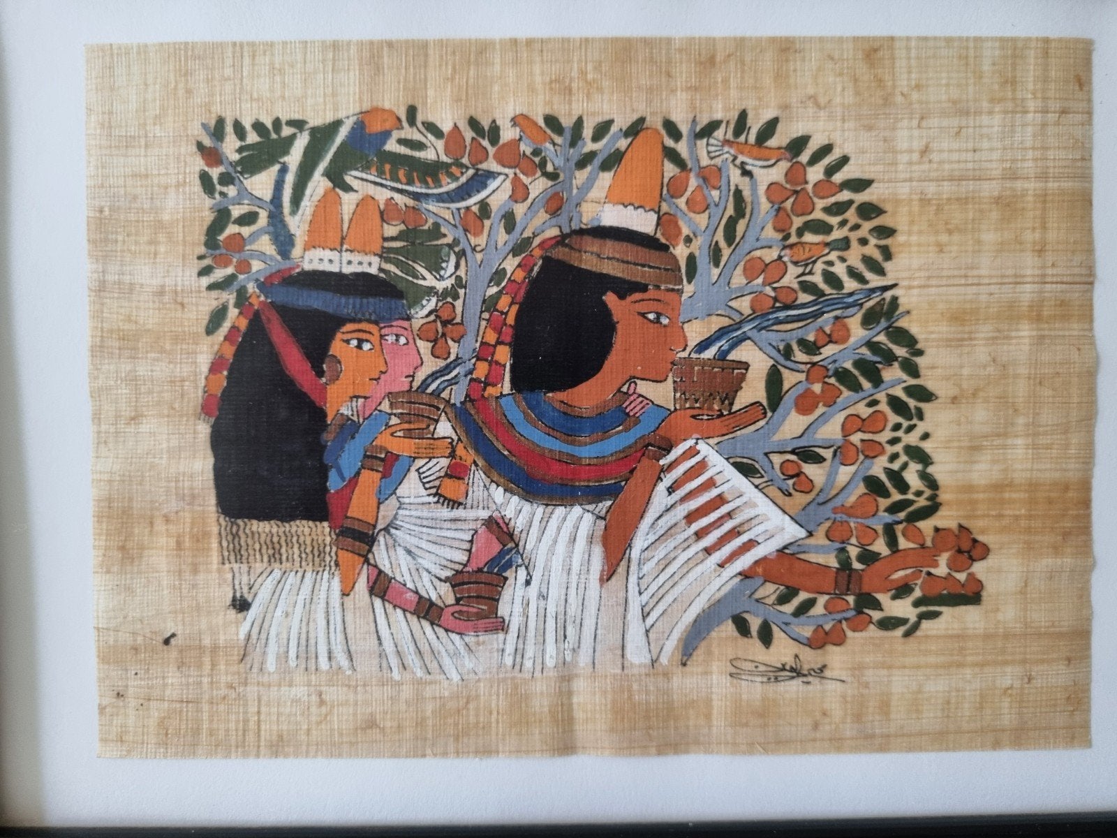 Papyrus uit Egypte, Antiek en Kunst, Kunst | Niet-Westerse kunst, Overige herkomsten, Ophalen, Ritueel object, Geschilderd