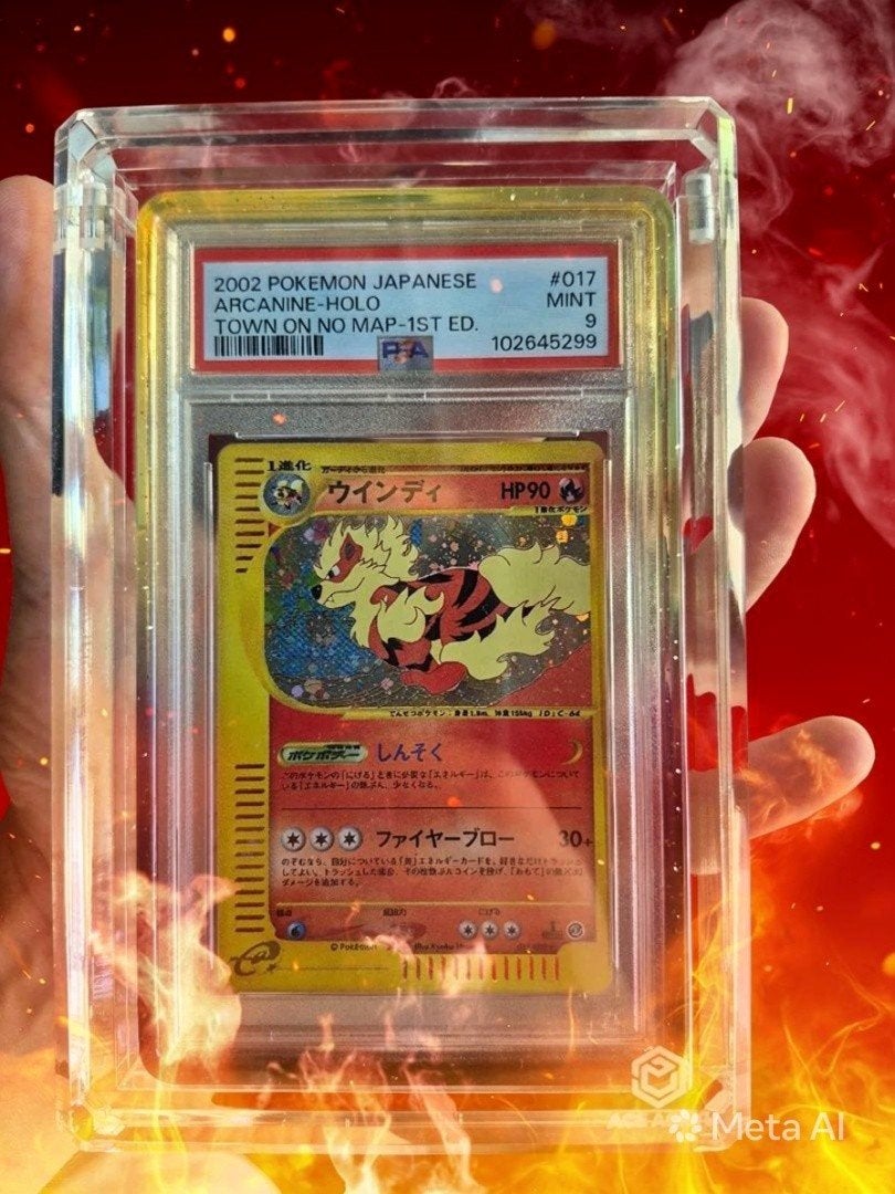 Pokemon arcanine holo 1st edition town on no map PSA 9 mint, Enlèvement ou Envoi