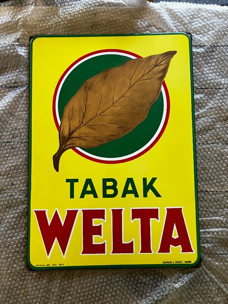 WELTA TABAK en émail, Enlèvement ou Envoi, Comme neuf, Panneau publicitaire