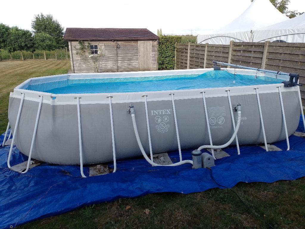 Intex opbouwzwembad - ovaal - L610 x B305 x H122, Tuin en Terras, Zwembaden, Gebruikt, Opzetzwembad, 120 cm of meer, 400 cm of meer