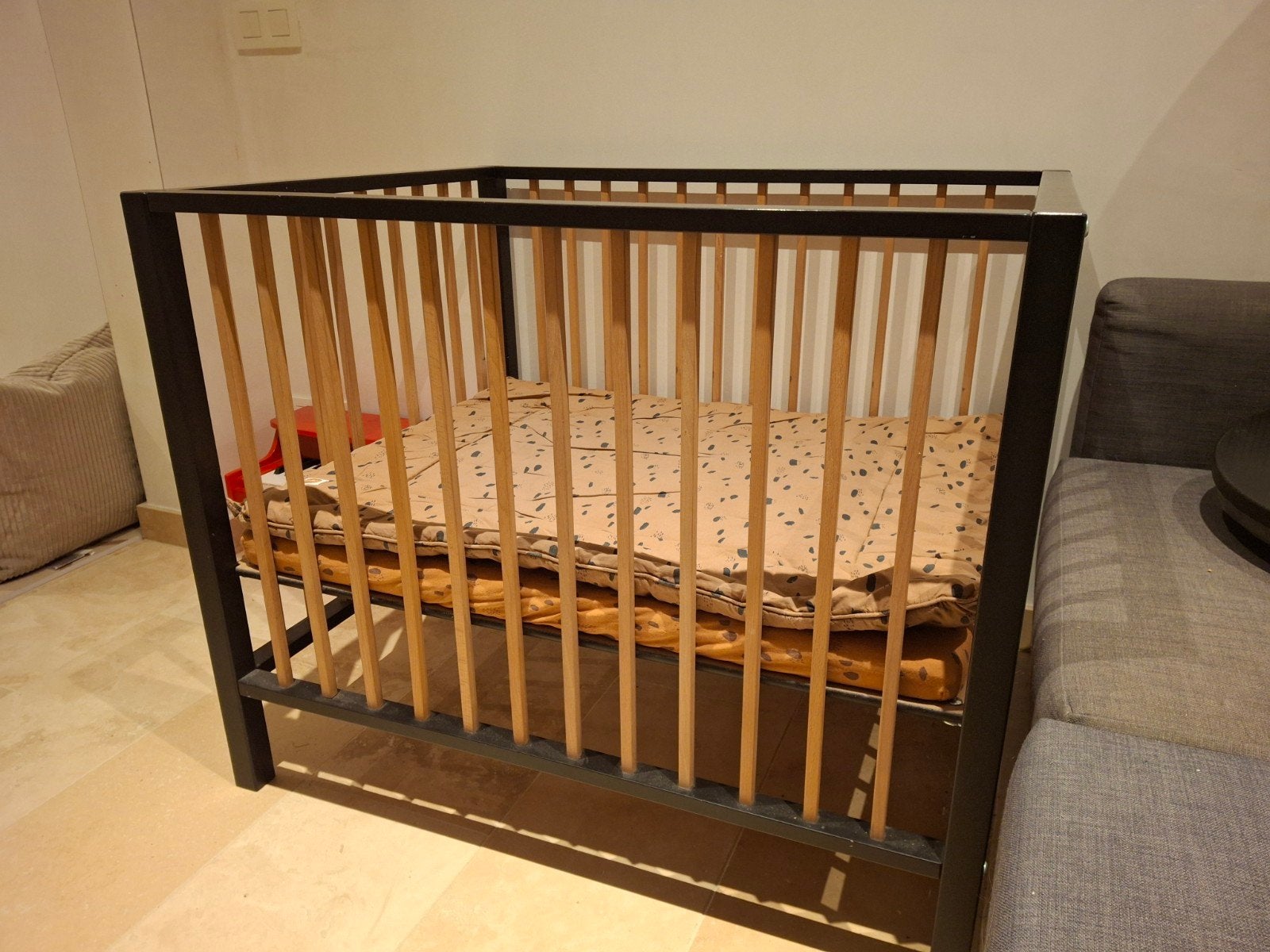 Quax park nordic zwart - hout (incl matras), Kinderen en Baby's, Ophalen, Gebruikt, Rechthoekig, In hoogte verstelbaar