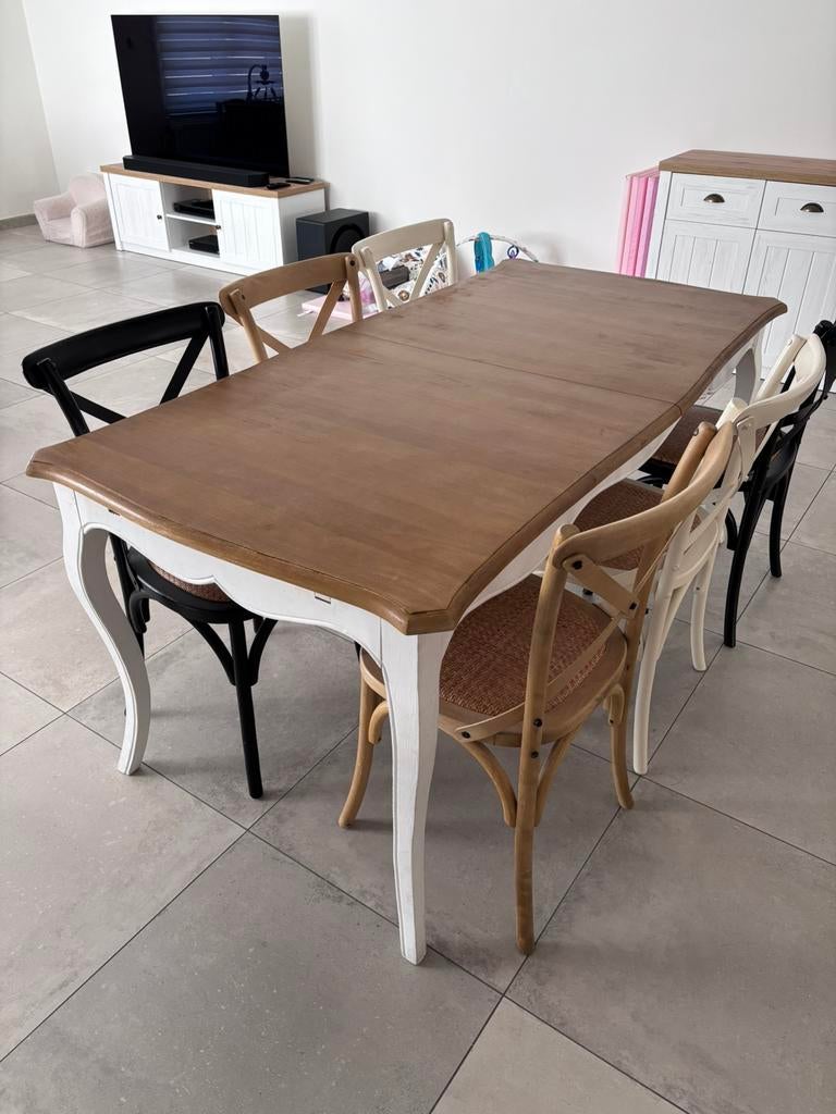 Ensemble table et chaises salle à manger Maisons du Monde, Ophalen, Zo goed als nieuw, Campagne chic industriel, 4 tot 6 stoelen