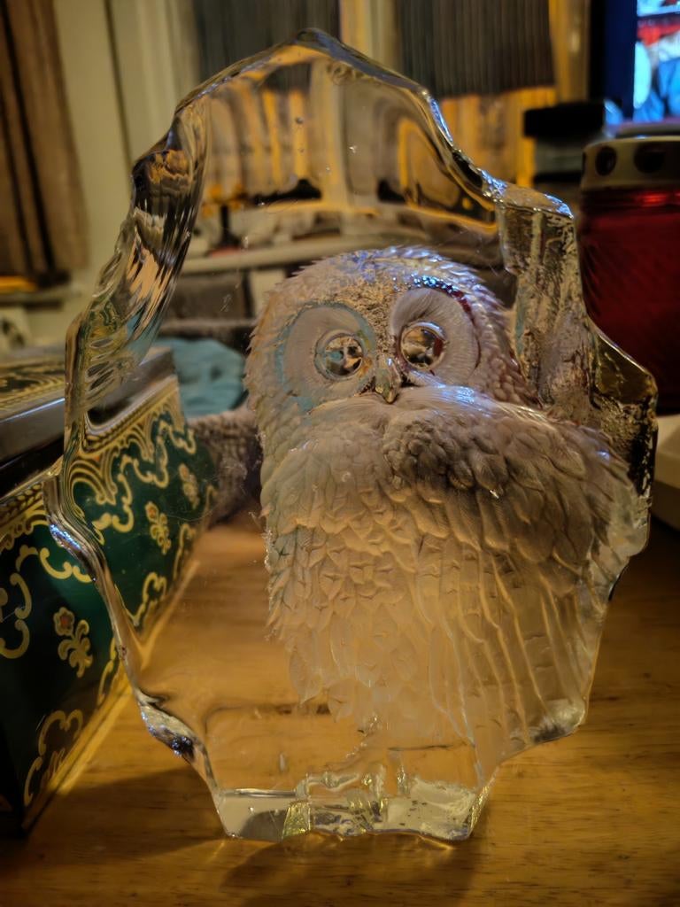 Glas kunst sculptuur wild life the wise owl, Ophalen