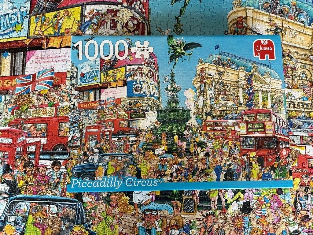 Puzzle 1000 pièces : Piccadilly Circus - Jumbo, Hobby & Loisirs créatifs, Sport cérébral & Puzzles, Enlèvement ou Envoi, 500 à 1500 pièces