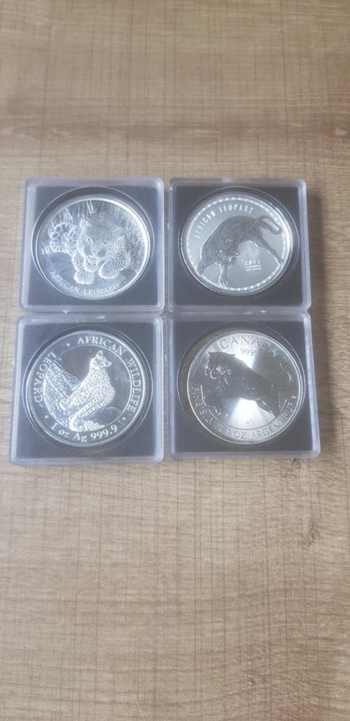 4 x tigres/leopards setje 4 oz zilver., Ophalen of Verzenden, Zilver