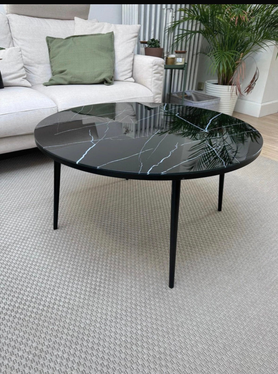 Table basse, Rond, Marbre, Comme neuf, Verre