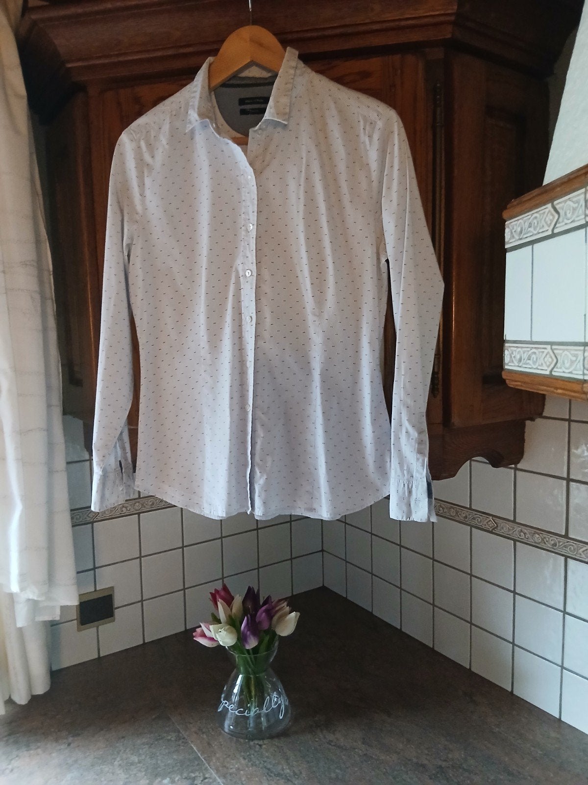 Marc O’Polo hemdbloes – Maat 40 – Witte blouse met subtiele, Enlèvement ou Envoi, Taille 38/40 (M)